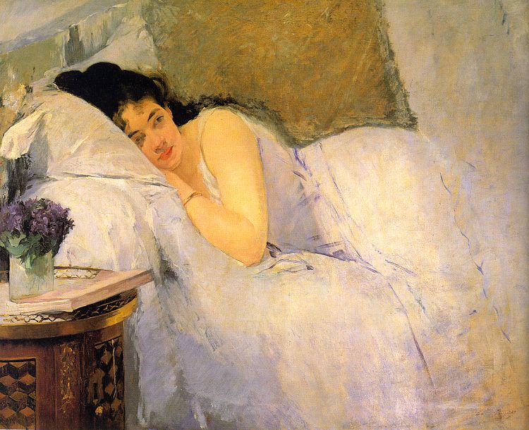 Impresionismo pintura mujer despertándose-Eva Gonzalés-1876